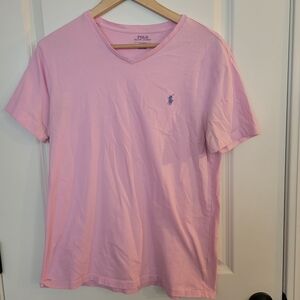 Polo by Ralph Lauren Light Pink V-Neck Tee with Navy Pony